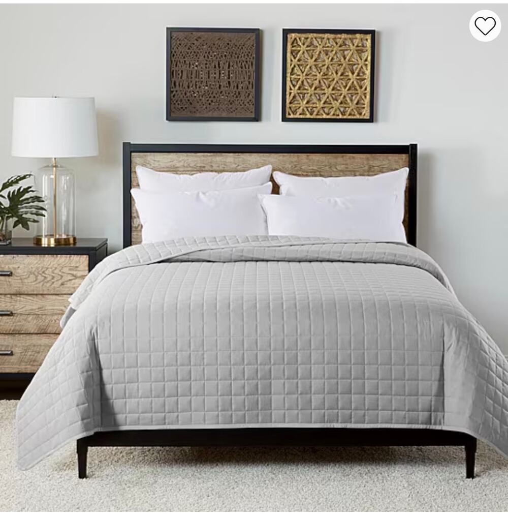 St James Home Velvet Trim Down Alternative Blanket King Glacier Grey